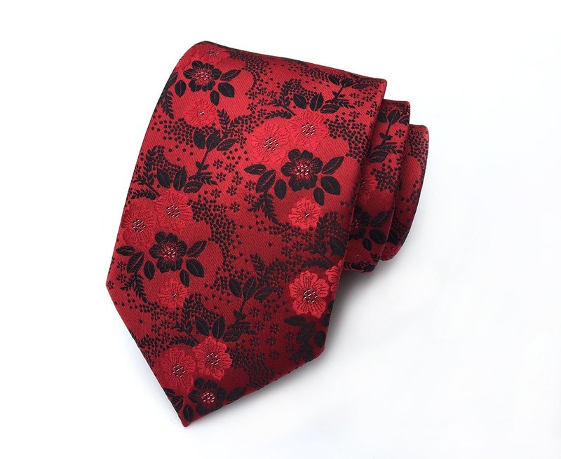 Ctskyte Mens Silk Red Black Ties Set Winter Cool Gentleman Party Jacquard Cravat Necktie - Image 4